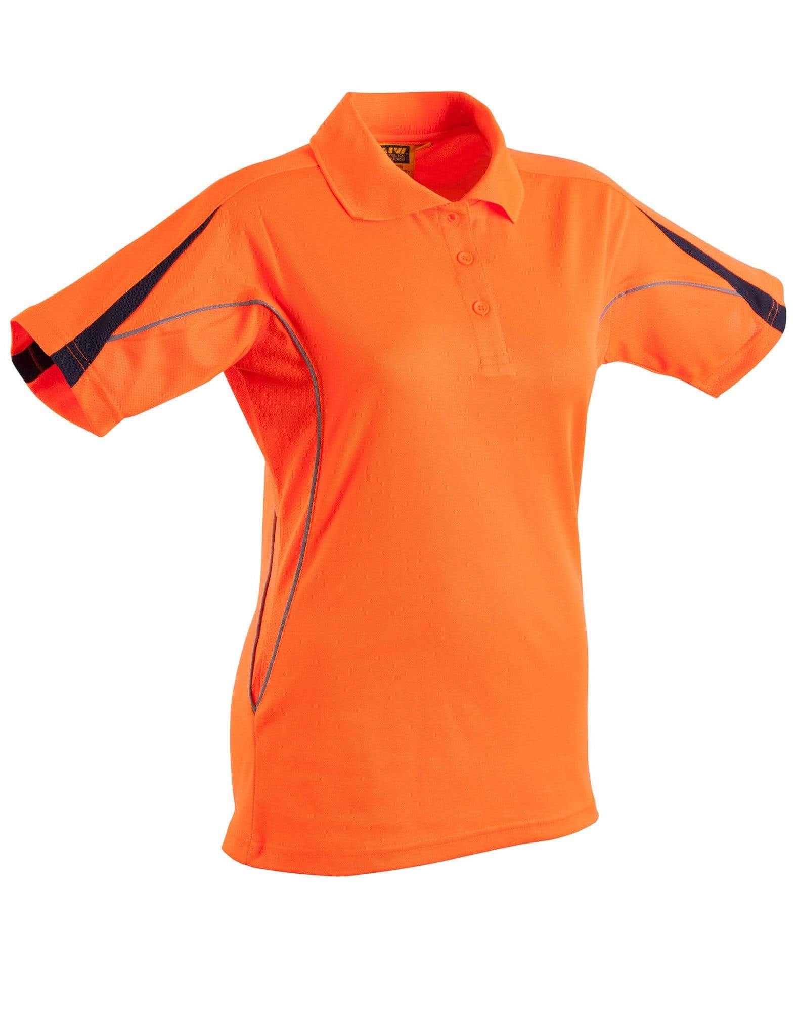 Hi-vis Legend Short Sleeve Polo Ladies' SW26A Work Wear Australian Industrial Wear 8 Fluoro Orange/Navy 